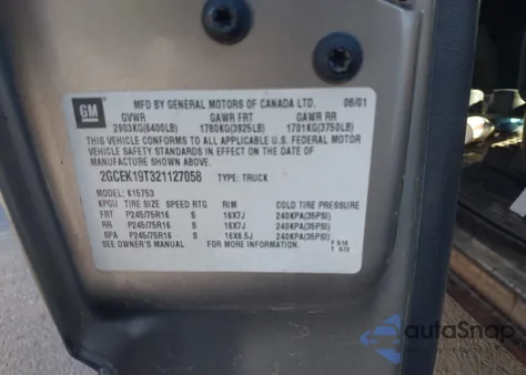 2002 Chevrolet Silverado 1500 Ls из США, поврежденный, VIN 2GCEK19T321127058